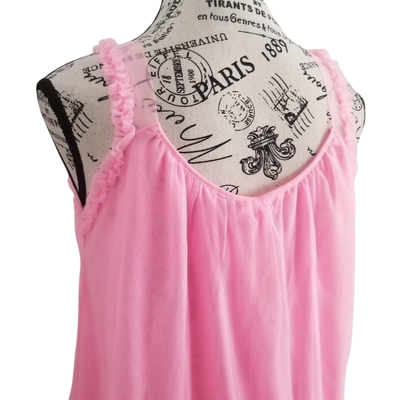60s Pink Chiffon Baby Doll Night Gown - Picture 2 of 7